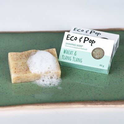 Eco&Pop Rasierseife Weizen & Ylang Ylang, 80 g