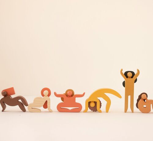 About Women. Balancing game. Collection of 6 Wooden Dolls.