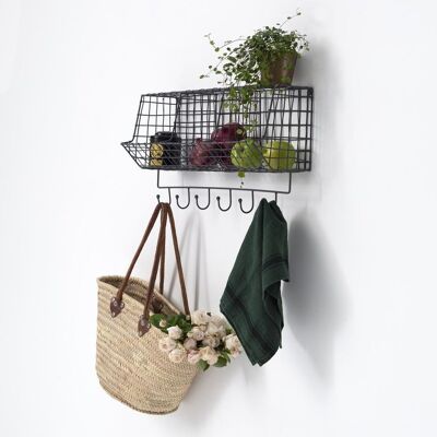 Wall shelf in anthracite mesh metal 3 baskets Greed