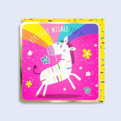Luminous Neon Card Birthday Zebra 90
