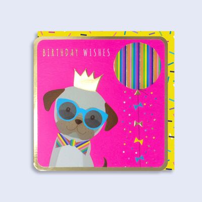 Luminous Neon Card Birthday Pug 90