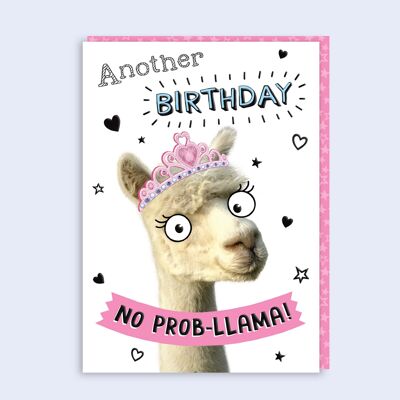 Tarjeta de cumpleaños Just Fur Fun No prob-Llama 55