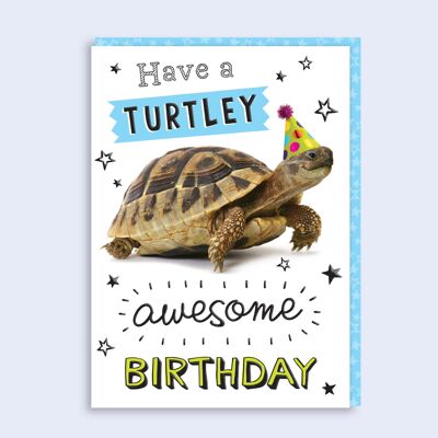 Tarjeta de cumpleaños divertida de Just Fur Turtley Awesome 55