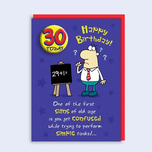Just to Say Birthday Badge Card 30 Today 90