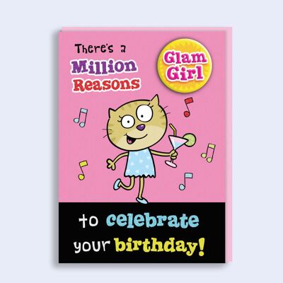 Just to Say Birthday Badge Card Glam girl 90