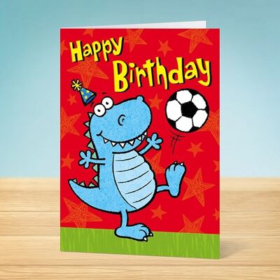 La tarjeta de cumpleaños Write Thoughts Tarjeta de dinosaurio de fútbol 45