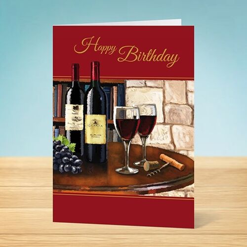 The Write Thoughts Birthday Card Wine Scene 45