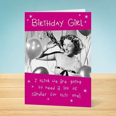 La tarjeta de cumpleaños de escribir pensamientos Vintage Birthday Girl 45