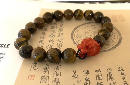 Men's bracelet Tigereye with red tiger bead