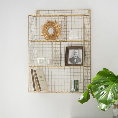 Wall shelf in gold mesh metal 5 niches Greed