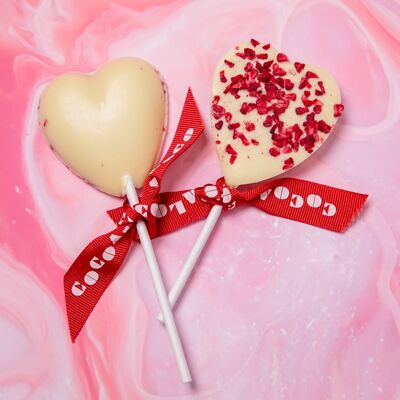 White Chocolate & Raspberry Heart Lolly – 24 x 18g