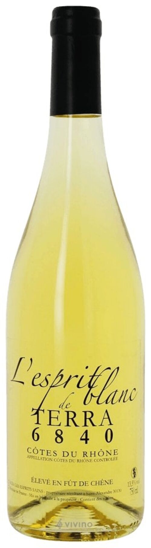 Vin blanc AOC CÔTES DU RHÔNE "TERRA 6840, Blanc 2022". Vin floral et léger