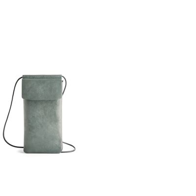 Soft Phone bag - grau-rhabarber - Rindleder Rhabarber-gegerbt