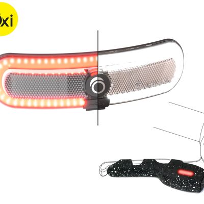 OxiBrake starter PACK including removable OxiLum front/rear lighting and an OxiBrake brake sensor
