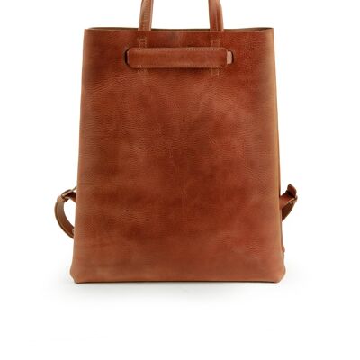 Paperbag Leather paperbag backpack - cognac