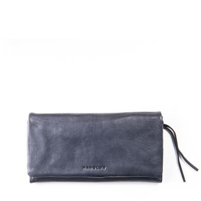 Soft wallet flap large - blau - Lammleder