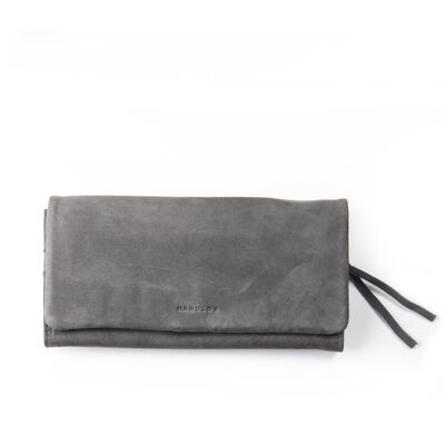 Soft wallet flap large - grau - Nubuk Rindleder