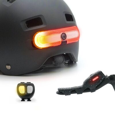 Overade TURN & OXIBRAKE – Fahrrad-/Helmbeleuchtung hinten – Blinker rechts/links und Fernbedienung – Bremslichtdetektor