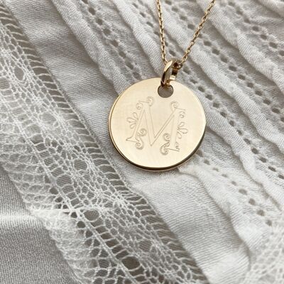 Necklace and Medal - Pretty Letter - Gold Plated
