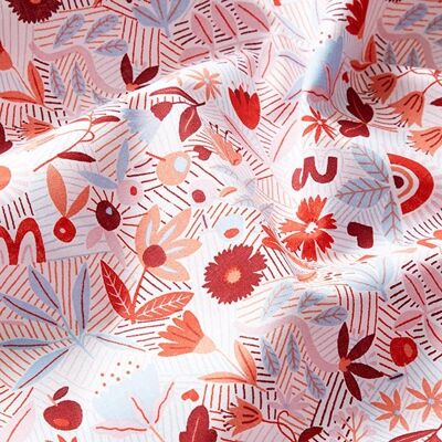 Lubna - FF3057 Abstract Flowers 100% Cotton Fabric 10m Bolt - 160cm Wide
