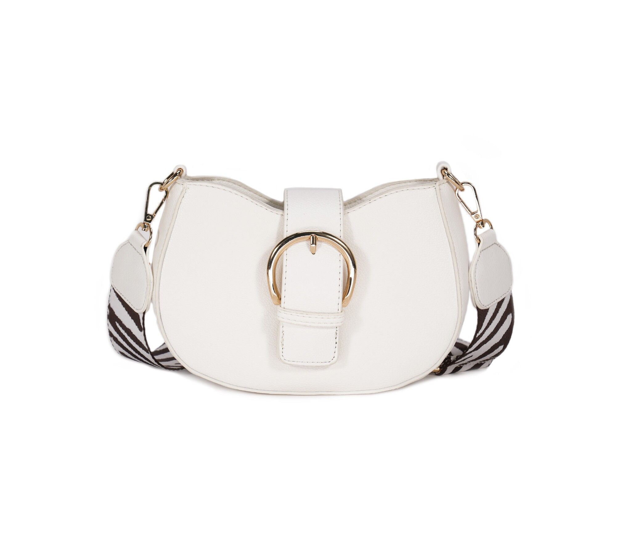 Cinturino con stampa a righe, intercambiabile, 2 cinturini, borsa a tracolla da donna, borsa a tracolla, cinturino largo regolabile, fibbia, borsa alla moda, 1037 bianco