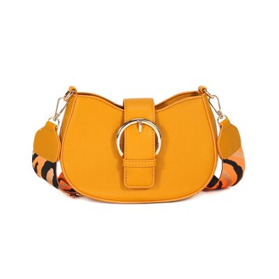 Correa con estampado de rayas, intercambiable, 2 correas, bandolera para mujer, bandolera, correa ancha ajustable, hebilla, bolso moderno, 1037 naranja