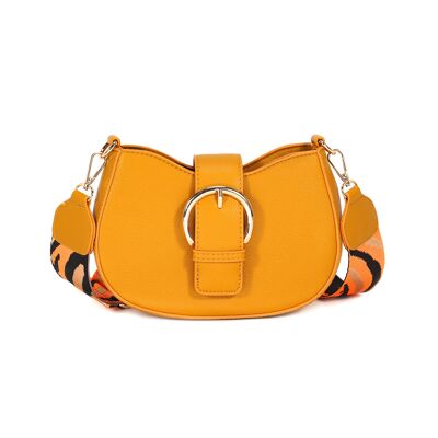 Stripe Print Strap, Interchangeable , 2 straps , Ladies Cross Body Bag ,Shoulder bag , Adjustable Wide Strap, Buckle , Trendy Bag, 1037 orange