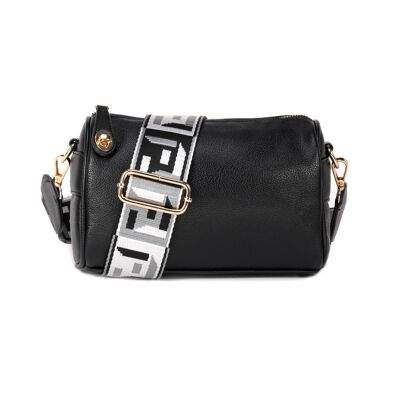 Interchangeable strap , 2 straps, Ladies Cross Body Bag ,Shoulder bag , Adjustable Wide Strap ,Trendy strap bag, lockable clasp --1037033 black