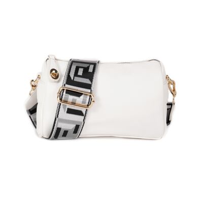 Interchangeable strap , 2 straps, Ladies Cross Body Bag ,Shoulder bag , Adjustable Wide Strap ,Trendy strap bag, lockable clasp --1037033 white