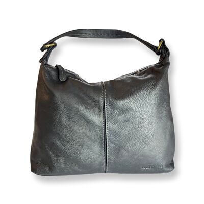 Bolso de piel de vacuno estilo vintage negro PIA