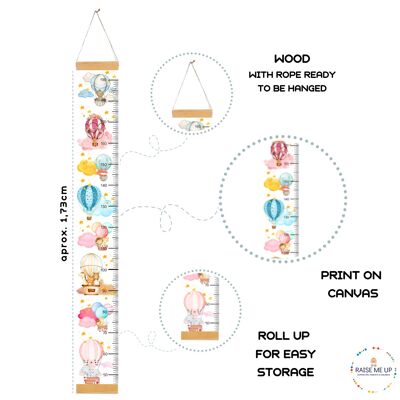 HEIGHT CHART MEASUREMENT KIDS DECORATION ROOM AIR BALLOON, Children's room game, Unique gift