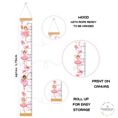 HEIGHT CHART MEASUREMENT KIDS DECORATION ROOM BALLERINAS, Children's room decoration, Children's room game, Unique gift