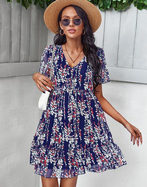 Chiffon Floral Casual Summer Boho Mini Sundress