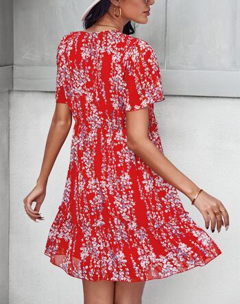 Mini robe d'été bohème décontractée en mousseline de soie florale 13