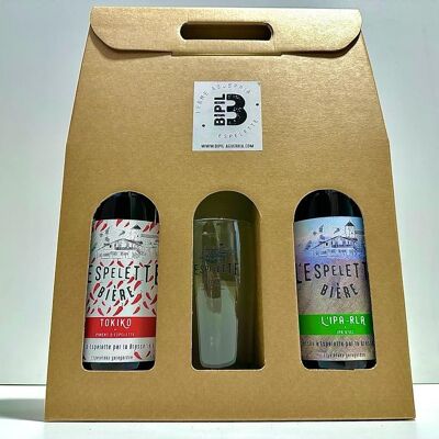 Pack de 2 bières 75cl + 1 verre BIPIL plat