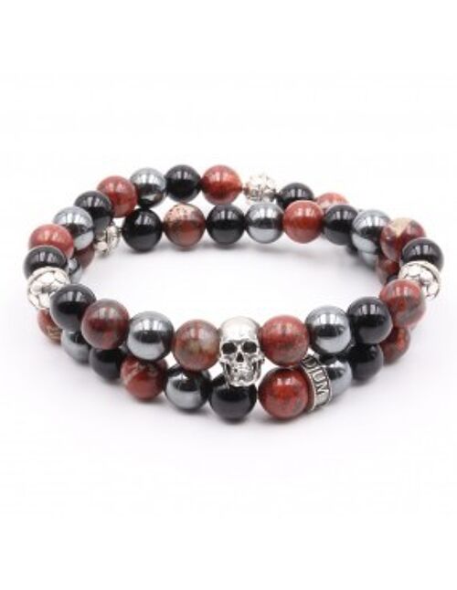 Bracelet Devil's Flames Skull Double rang