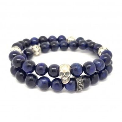 Double Row Skull Charm Bracelet