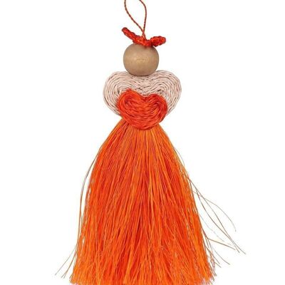 OKHUPHUZI: Handwoven Orange Love Angel Tree Decoration