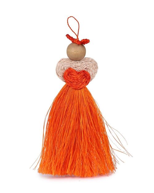 OKHUPHUZI: Handwoven Orange Love Angel Tree Decoration