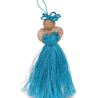 EZIBOMVANA: Handwoven Turquoise Love Angel Tree Decoration