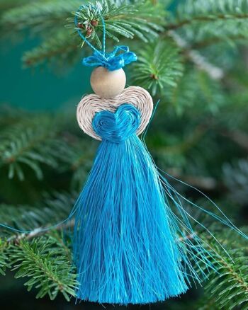 EZIBOMVANA : Décoration d'arbre d'ange d'amour turquoise tissée à la main 2