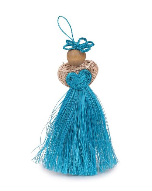 EZIBOMVANA: Handwoven Turquoise Love Angel Tree Decoration