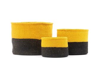 NYUKI : Panier tissé à blocs de couleurs noir et jaune 7