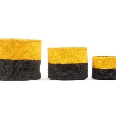 NYUKI : Panier tissé à blocs de couleurs noir et jaune