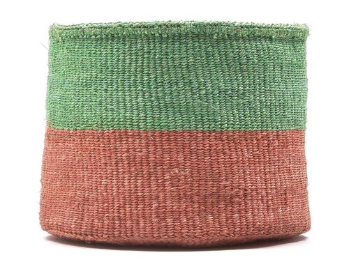 CHEO: Coral and Green Duo Colour Block Woven Basket