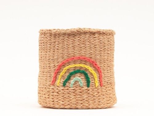 RAINBOW: Multicolour Embroidered Woven Storage Basket