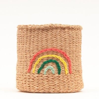 RAINBOW: Multicolour Embroidered Woven Storage Basket