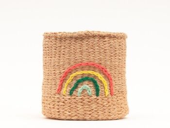 RAINBOW : Panier de rangement tissé brodé multicolore 1