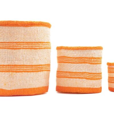 SIFA: Cesta de almacenamiento tejida con rayas naranjas