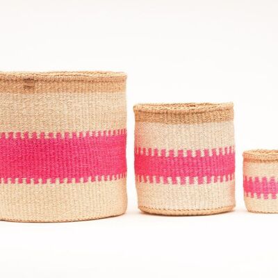 KUZUIA: Fluoro Pink and Natural Woven Storage Basket